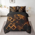 thumbnail image 3 of Castle Fairy Abstract Neon Block 7-Piece Twin Bedding,Minimalism Glowing Geometric Bedding Comforter Set,Orange Black,Reversible, 3 of 7