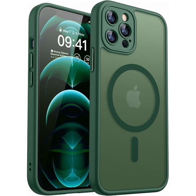 Funda Mate Magnética, Protección Completa de Cámara, Verde Oscuro, iPhone 12 Pro
