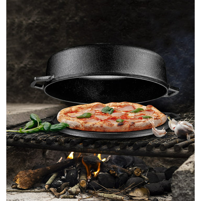 Lodge Cast Iron Cook-It-All Kit. Five-Piece Cast Iron Set Includes A Reversible Grill/Griddle 14 inch, 6.8 Quart Bottom/Wok, Two Heavy Duty Handles