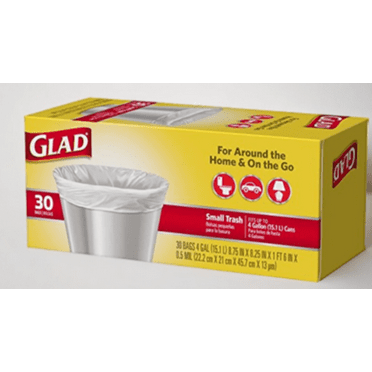 Glad Small Trash Bags - 4 Gallon White Trash Bag - 30 Count - pack of 1