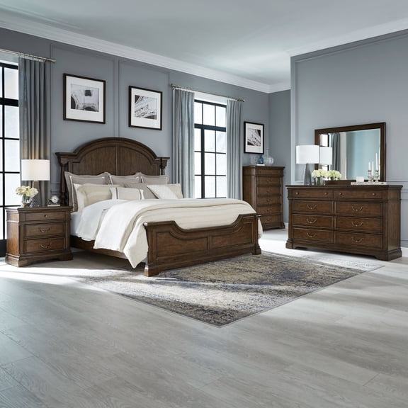 Liberty Furniture Industies, INC Arden Road Bedroom Set - King Poster Bed, Dresser & Mirror  - Satin Cherry