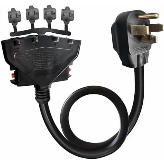 NEMA 3ft 14-50P to 4X5-20R/5-15R Generator to RV Adapter Cord, 4 Prong 50 Amp to 110V Household Outlet Female with Circuit Breaker$$Tools & Hardware Other