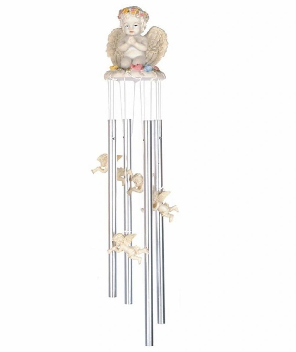 FC Design 23" Long Cherub Praying Round Top Wind Chime Garden Patio
