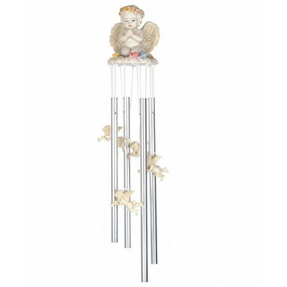 FC Design 23" Long Cherub Praying Round Top Wind Chime Garden Patio Decoration