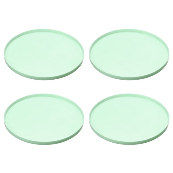Uxcell Cat Food Mat, 7x7 Inch Silicone Pet Feeding Mat Non-Slip Round Waterproof Dog Water Bowl Tray Raised Edge Protects Floors (4Pcs, Green), Intended for Pets Bowl/Fountain