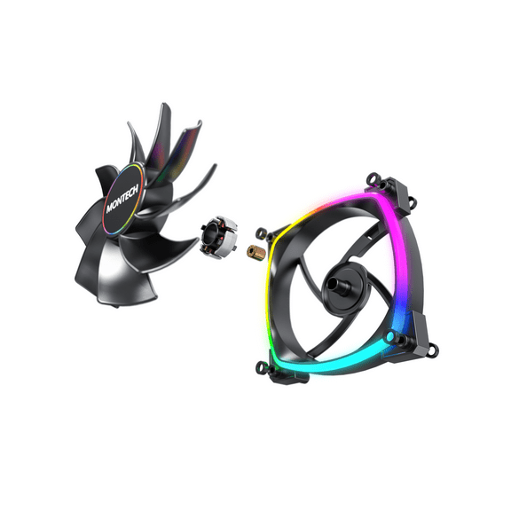 Montech RX 140 ARGB Reversed Fan  1600PWM, High-End Durability, Silent Performance, and Stunning ARGB Design (140mm, Black)