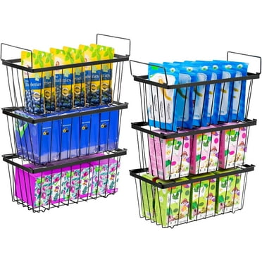 Wetheny Freezer Organizer Bins With Side Handle -6 Pack Stackable Chest Freezer Organizer for 7 Cu.FT - Deep Freezer Sort Frozen Food Wire Metal Basket Storage Bins Rack