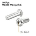 thumbnail image 2 of Uxcell M6 x 0.79'' Hex Socket Round Head Screw Fasteners Bolts 304 Stainless Steel  Silver Tone 10PCS, 2 of 3
