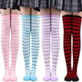 thumbnail image 3 of Calcetines a rayas, calcetines hasta el muslo, estilo mujer, medias por encima de la rodilla, para Halloween, cosplay, actuación, medias de cebra, 3 of 6