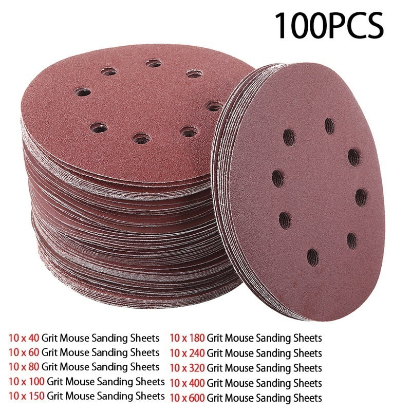 10/100 PCS 5" 8 Hole Sanding Round Discs Paper Sandpaper Sheet 40-2000 all Grits