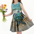 thumbnail image 4 of SGFCWSX Girls Sleeveless Dress Floral Print Crew Neck A-Line Summer Party Dresses for Kids Multicolor Size 5-6 Years, 4 of 6