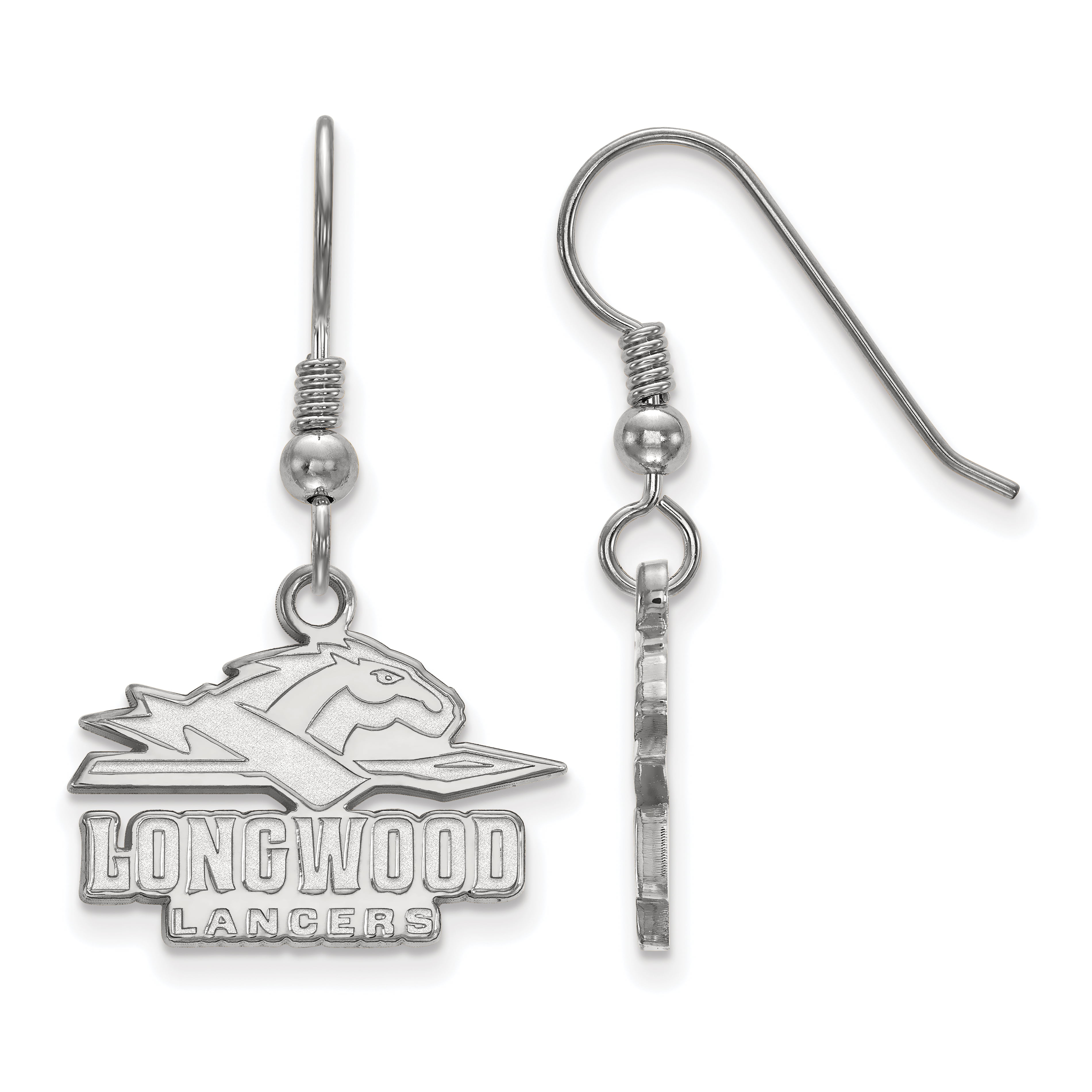 Solid 925 Sterling Silver Longwood University Small Post Earrings 