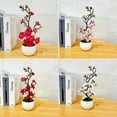 thumbnail image 7 of Dreamhall Artificial Plum Blossom Potted Plant In Pot Fake Home Office Table Ornaments Rose Red, 7 of 7
