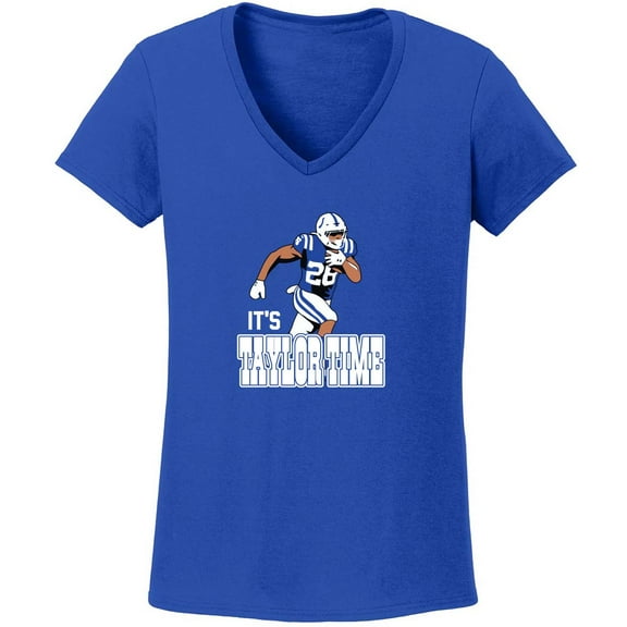 BLUE Colts Jonathan Taylor JT Its Taylor Time LADIES V-NECK T-shirt ADULT