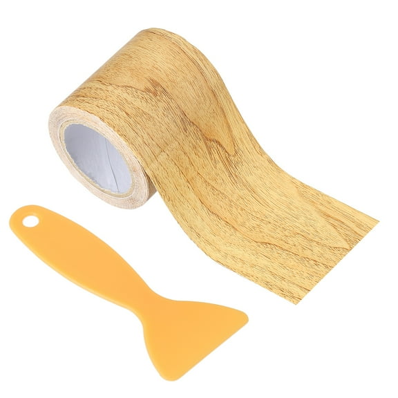 Uxcell Wood Grain Repair Tape 2.2" x 14.99' Self Adhesive Realistic Textured Repair Tape Patch with Scraper Natural Oak