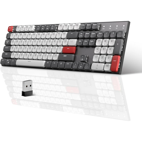 MageGee Wireless Mechanical Keyboard Moon104 RGB Backlight Triple Mode 2.4GHz/BT/USB-C Wired Office Keyboard for Computer/Desktop/PC/Laptop/Surface/Smart TV and Windows 10/8/ 7