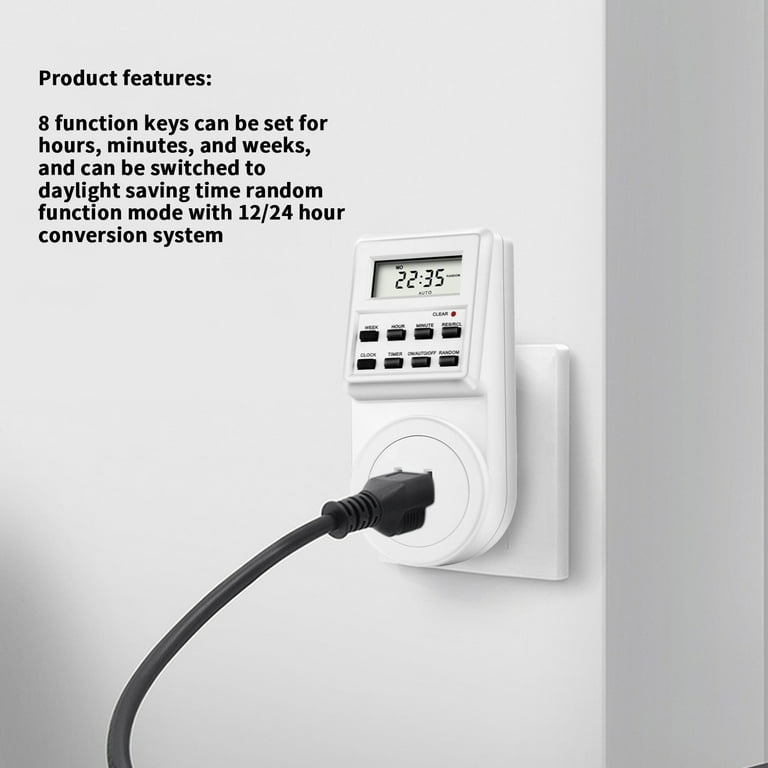 Timer Switch, Indoor Digital Electrical Outlet Timer Plug with Countdown  Delay ON/Off Switch, 7-Day 24 Hour Programmable 