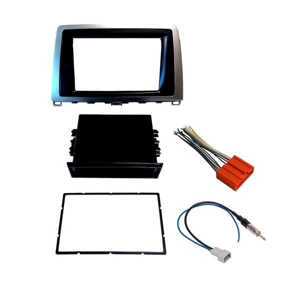 Double DIN Car Stereo Radio Installation Dash Trim Bezel Kit with Pocket for 2009 2010 2011 2012 2013 Mazda 6 (Dash Kit Wiring Harness Antenna Adapter)