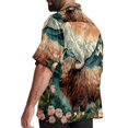 thumbnail image 3 of Yak Men's Short Sleeve Casual Printed Button Down Beach Shirt - Summer Unisex Top, 3 of 6