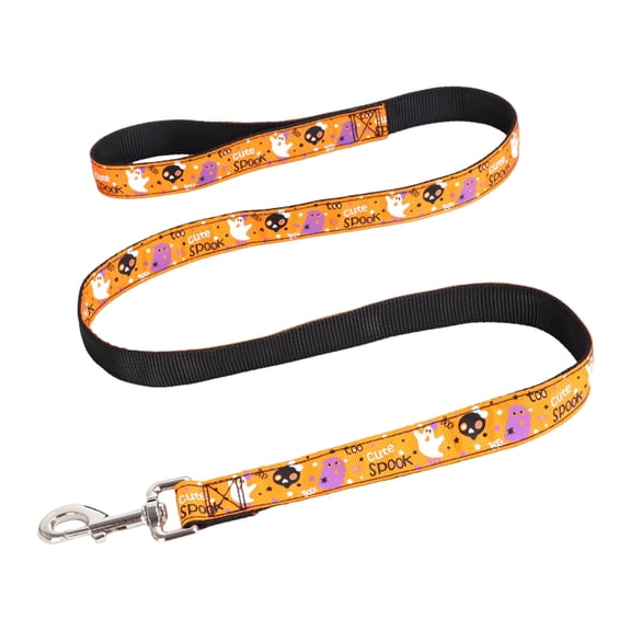 Halloween Pet Leash with Metal Clip, Spooky Pumpkin Bat Print Dog Walking Lead, Heavy Duty for Festive Parties Daily Use