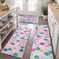 thumbnail image 2 of Multi Color Moroccan Checkered Pattern Kitchen Rugs Sets Of 3,Kitchen Runner Rugs Non Skid Washable,Decorative Kitchen Floor Mats for Kitchen,Sink,Laundry,17"x30"+ 17"x47" + 17"x59", 2 of 6