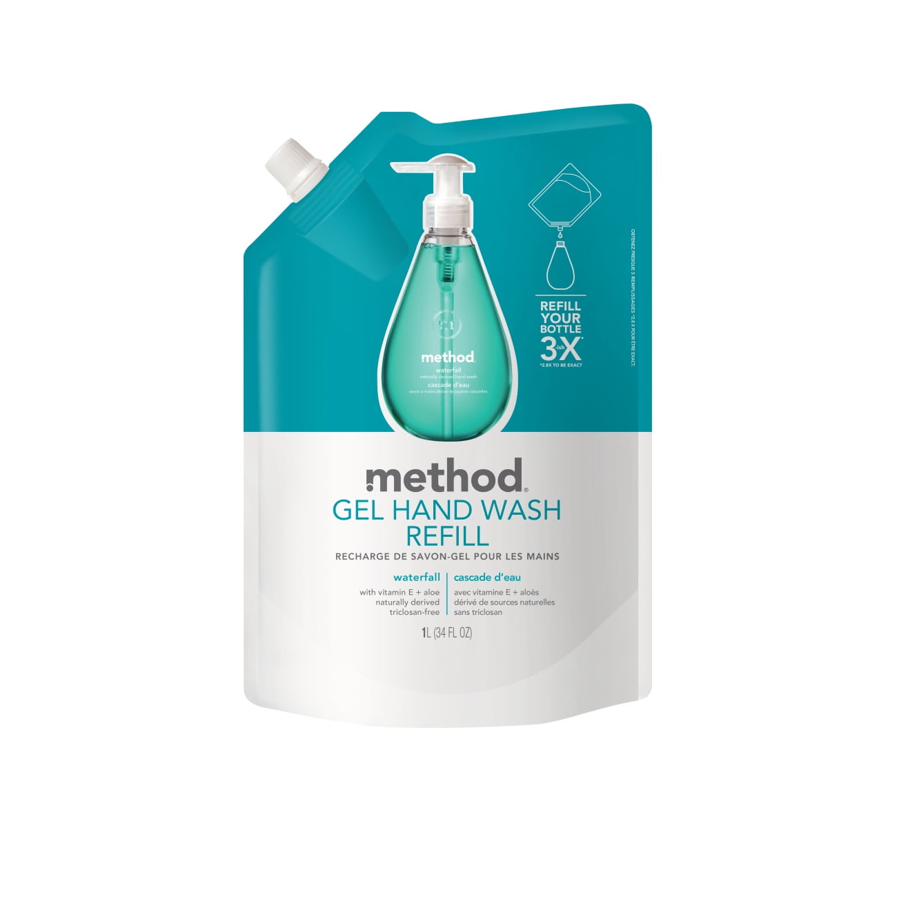 Method Gel Hand Soap Refill, Waterfall, 34 Ounce