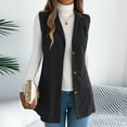 thumbnail image 5 of Rutainlusire Womens Fashion Lapel Sleeveless Coat Jacket Vest 2025 Women's Casual Solid Color Fall/Winter Button Turndown Collar Blouse Outwear Jackets, 5 of 5
