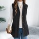 thumbnail image 5 of Chaquetas y abrigos casuales sin mangas y sin capucha para mujer, de color liso, informales, para otoño/invierno, con botones y cuello vuelto, chaquetas, camisa de poliéster para mujer, 5 of 8