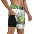 thumbnail image 2 of Kdxio Plants And Insects Print Men'S Swim Trunks With Compression Liner 7 Inch Inseam Quick Dry Swim Shorts, 2 of 7