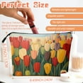 thumbnail image 2 of Makeup Bag Small Toilet Cosmetic Bags Travel Makeup Case Waterproof for Women Girls 6.7X9.45inches - Gorgeous Tulip - Filled Field, 2 of 7