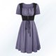 thumbnail image 4 of Mini vestido con volantes para mujer informal con cuello cuadrado ajuste holgado conjunto de vacaciones con bloques de color, 4 of 7