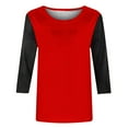 thumbnail image 4 of FAIWAD Women's Casual Top 3/4 Sleeve Color Block Baggy Tops Soft Comfy Round Neck Basic Top, 4 of 5