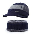 thumbnail image 2 of ZOELNIC Men´s Knitted Hat Collar Two-piece Outfit Men Winter Warm Hat Knit Visor Beanie Fleece Lined Beanie Cap, 2 of 7