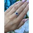 thumbnail image 3 of Bluebell Jewels Two Piece Bridal Ring Set Round Cut Blue CZ 14K White Gold Finish, 3 of 6