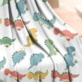 thumbnail image 4 of White Cartoon Dinosaurs Pattern Blanket,Comfortable Soft Lamb Wool Throw Blanket,All Season,Warm Lightweight Blankets for Sofa Bed Couch Living Room Chair,50"x60", 4 of 4
