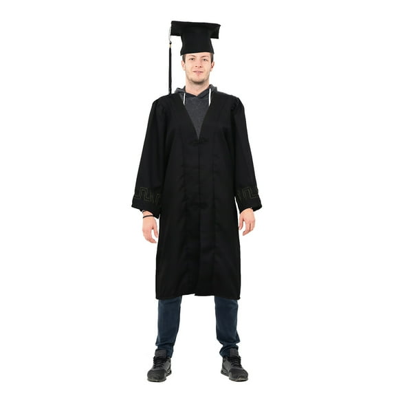 Mobutofu Black Graduation Cap Gown Tassel Set For Graduation Ceremony 1Set