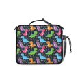 thumbnail image 2 of Dinosaur and Floral Black Pattern Bento School Insulated Lunch Bag Box with Shoulder Strap and Bottle Holder, 11" X 9.5" X 3.5", 2 of 3