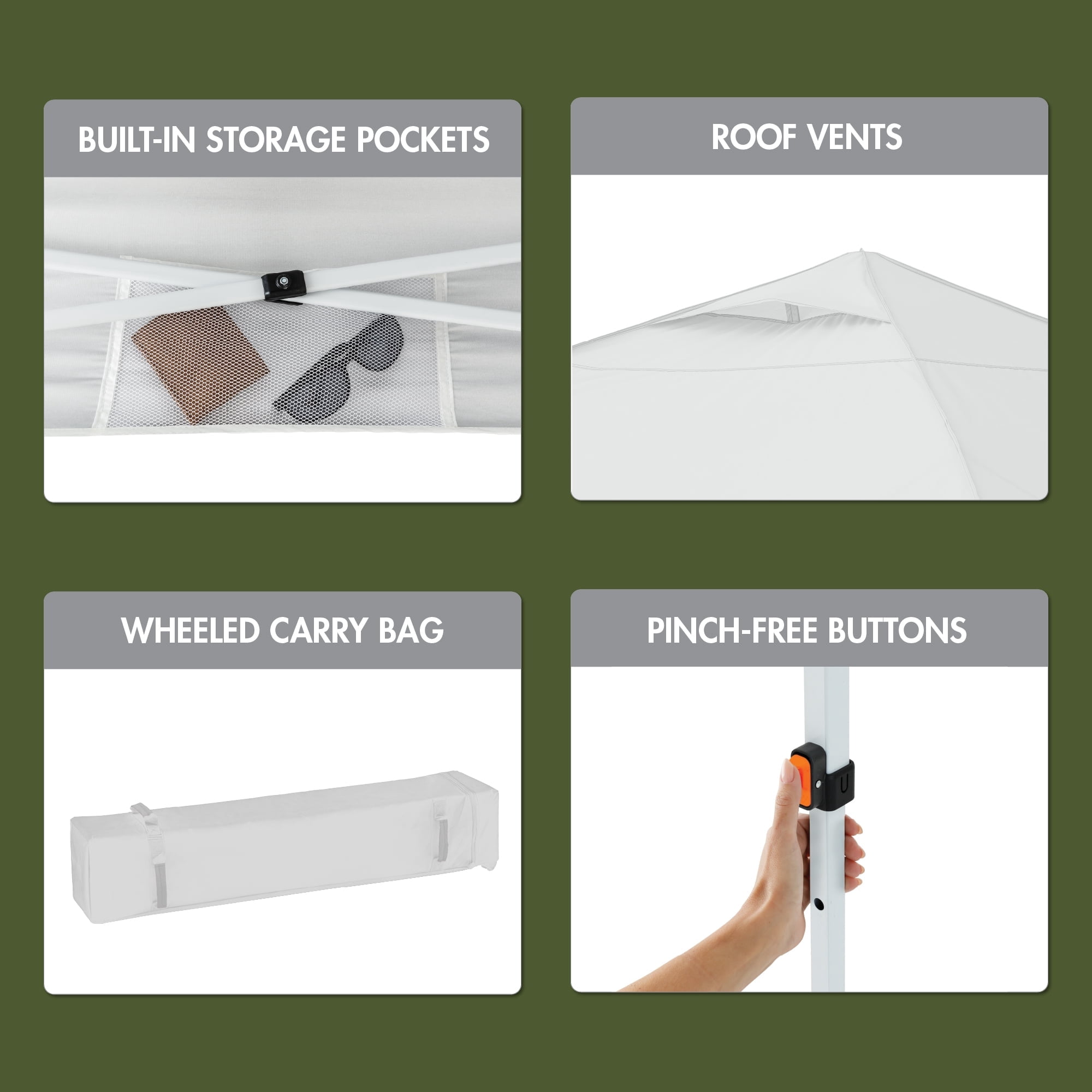 Ozark Trail 10' x 10' White Instant Straight Leg Canopy, 100 Sq. Ft. Shade