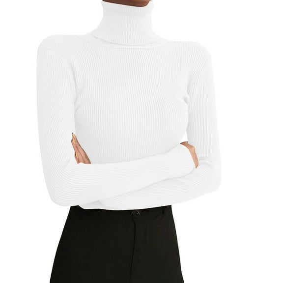 Womens Thermal Underwear Top Long Sleeved Turtleneck Pullover Slim Fit Knit Sweater for Autumn Winter 2025 Layering