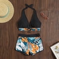 thumbnail image 4 of Bikinis Sexy Para Mujeres 2022 Verano De Dos Piezas Estampado De Mármol Traje De Baño Femenino Push Up Halter Acanalado Envoltura Alta Frontal, 4 of 4
