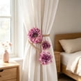 thumbnail image 4 of Linnome Faux Flower Jute Rope Curtain Tieback Handmade Bendable Fabric Flower Drape Holdback No Drill Decor for Living Room and Bedroom Boho Farmhouse Style 15.75x3.15in, 4 of 6