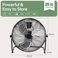 thumbnail image 6 of SHOUFTW 20" High Velocity Industrial Floor Fan, 3-Speed Heavy Duty Metal Air Circulator with 120° Tilt Head, Black, 6 of 9