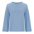 thumbnail image 6 of Diufon Casual Fall Tops for Women Round Neck Long Sleeve Pullover Tops Solid Color Blouses, 6 of 7