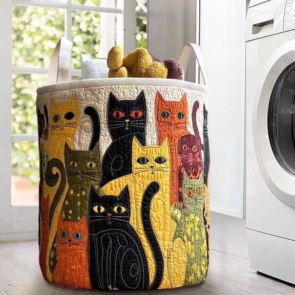 Embroidered Quilted Laundry Hamper, Large Capacity Collapsible Storage Basket with Sturdy Handles, Water-Resistant for Bedroom Bathroom Laundry Room Closet Home Organizing, A