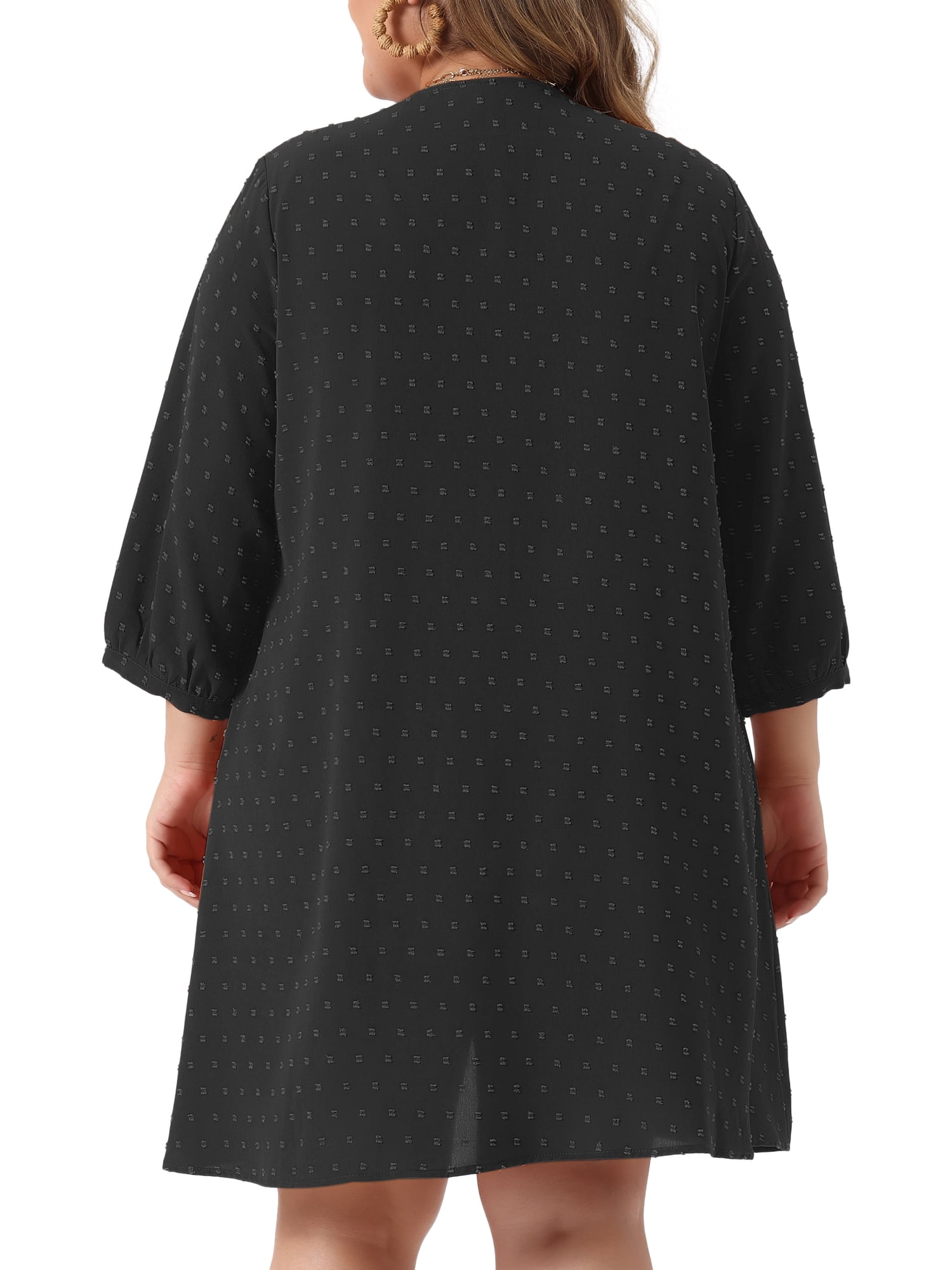 DARING DIVA Plus Size 3/4 Sleeve Swiss Dots Cover Up Cardigan 2X Black