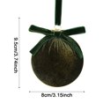 thumbnail image 4 of 3-Pack Matcha Green Velvet Christmas Ball Ornaments, 3.15-Inch Flocked Shatterproof Tree Decorations for Cottage, Scandinavian, Neutral, Wreath, Mantel and Holiday Decor, 4 of 4