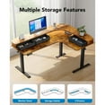 thumbnail image 5 of CHITOOMA 65″ Electric Standing Desk with LED Strip & Power Outlets, L-Shaped Corner Desk with 3 Drawers, Adjustable Height Computer Desk, Brown, 5 of 6