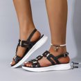 thumbnail image 2 of Slingback Sandals for Women Thick Soft Sole Cushion Slides Trendy Splice Open Toe Summer Beach Shoes Black Size 6.5, 2 of 8
