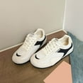 thumbnail image 3 of Womens Fashion Sneakers Breathable Mesh Suede Trendy Color Block Tennis Shoes Lace up Nonslip Round Toe Walking Shoes White Size 6, 3 of 5