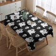 thumbnail image 2 of Black Halloween Ghosts and Skulls Rectangle Tablecloth 60"x84",Waterproof Polyester Rectangle Table Cloth, Wipeable Spillproof Polyester Tablecloth for Dining, Camping, Indoor and Outdoor, 2 of 5